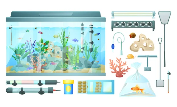 Akvaryum ve beyaz afiş izole öğelerini