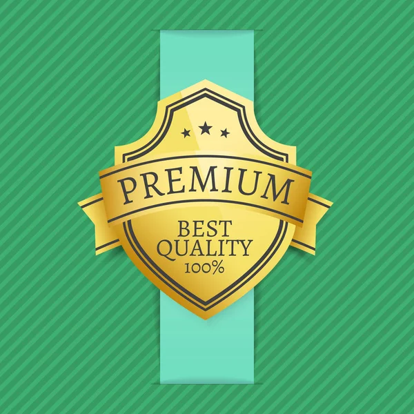 Premium Best 100 Qualität goldenes Etikett auf gestrichelt — Stockvektor