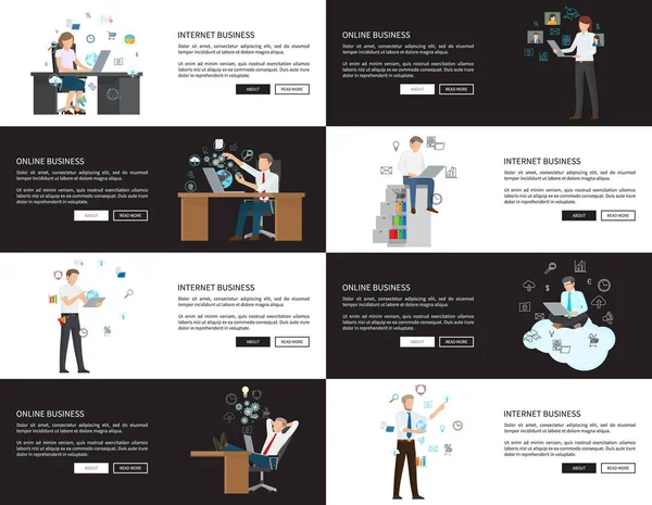 Internet Business Pages Set Illustration vectorielle — Image vectorielle