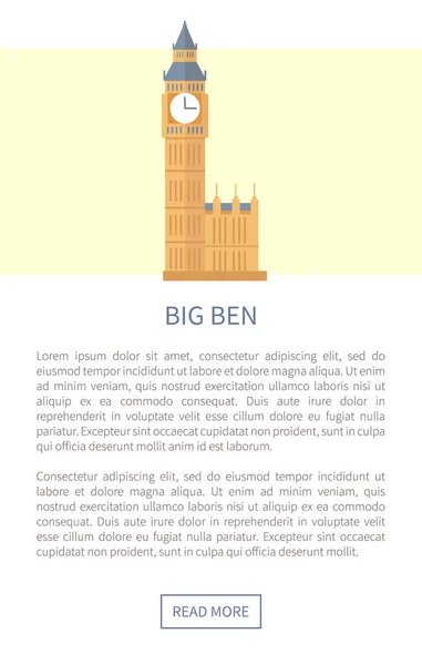 Веб-страница Биг Бена и текстовая векторная иллюстрация — стоковый вектор
