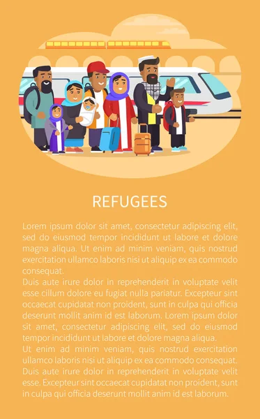 Refugiados Estação Ferroviária Vector Ilustração —  Vetores de Stock