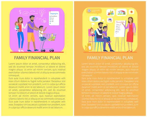 Kwestie finansowe rodziny zestaw ilustracji wektorowych — Wektor stockowy