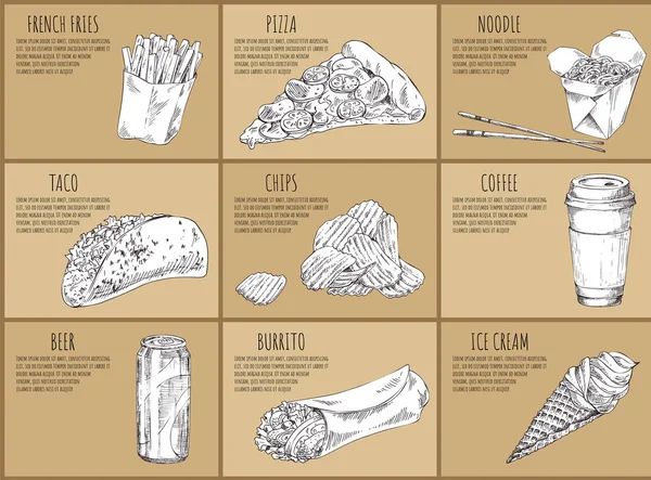 Ilustracja wektorowa szkice włoski przepis Pizza — Wektor stockowy