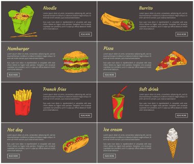 Erişte ve börek posterler vektör çizim ayarla