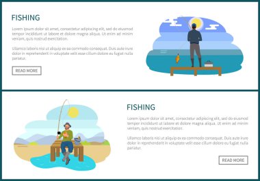 Web posterler Anglers balıkçılık insanlar Hobiler ayarla
