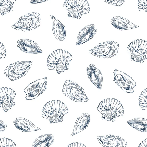 Mussel and Scallop Pattern Vector Illustration — Stock Vector