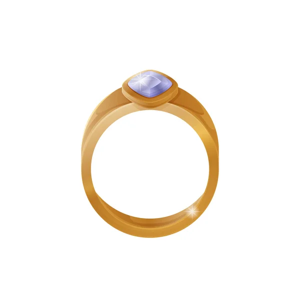 Zlatý prsten s fialovým kamenné šperky položky vektor — Stockový vektor
