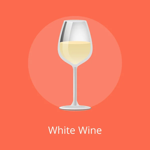 Bebida de álcool cassical de vinho branco Vidro elegante — Vetor de Stock