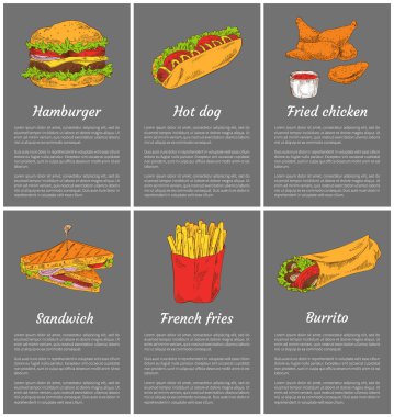 Hamburger ve sandviç vektör çizim ayarla