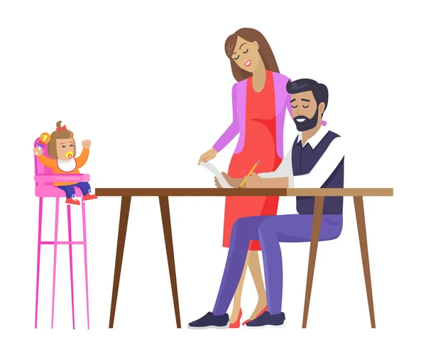 Pais Criança Família Encontro Vetor Ilustração —  Vetores de Stock