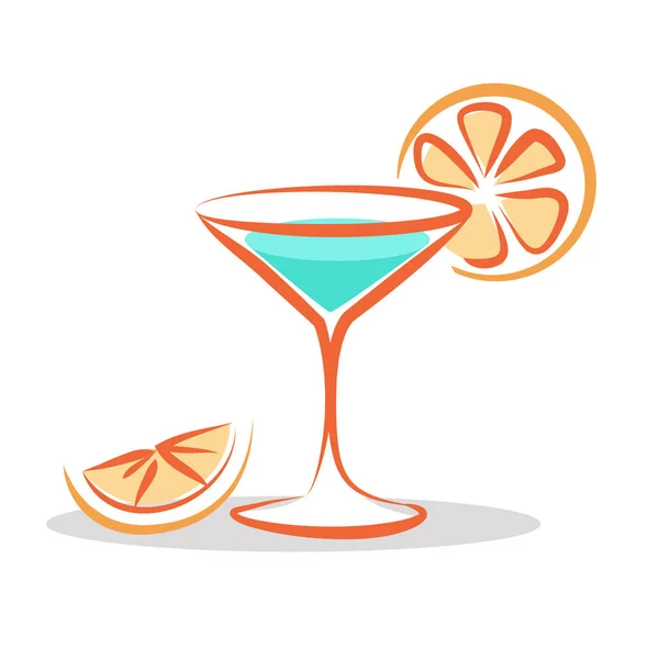 Martini Cocktail Cartoon Style Isolated on White — Stock Vector
