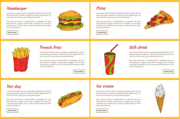Hamburger und Pizza-Scheiben-Vektorillustration — Stockvektor