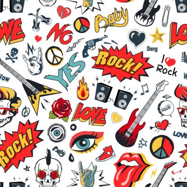Dikişsiz desen vektör çizim üzerinde rock şarkı