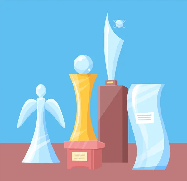 Awards Set of Different Shape Vector Illustration — Stock Vector