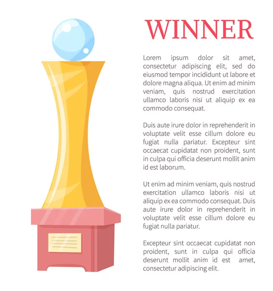 Vinnare Golden Award staty vektorillustration — Stock vektor