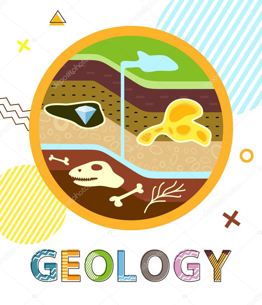 Geology Poster Soil Layers Vector Illustration