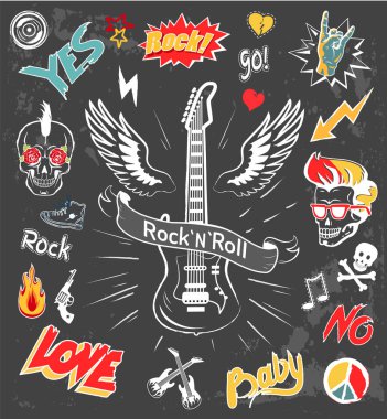Rock-n-Roll sonsuza kadar vektör çizim rozetleri
