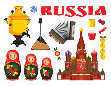 Collection of Russian Culture Vector Color Element clipart