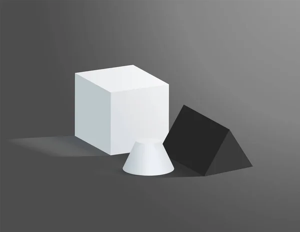 Figury geometryczne na białym tle na szarym tle — Wektor stockowy