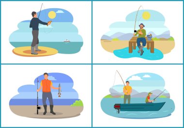 Fishing Images with People Vector Illustration clipart