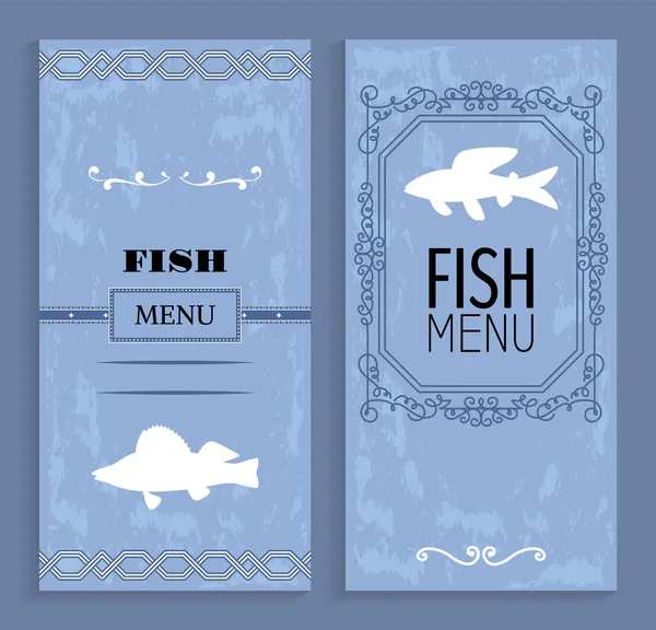 Elegante Vintage Vector Mariscos o pescado Menú Idea — Vector de stock