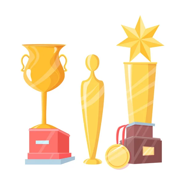 Conjunto de Premios de Oro Aislados sobre Fondo Blanco — Vector de stock