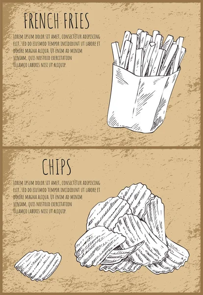 Affiches Fastfood Frites Illustration vectorielle — Image vectorielle