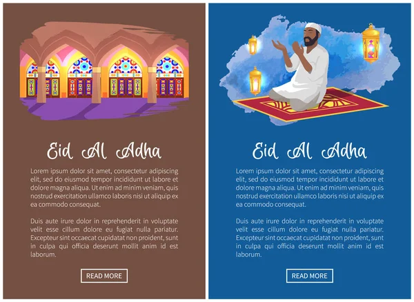 Eid Al Adha Grandioso Evento Religioso Páginas Web — Vetor de Stock