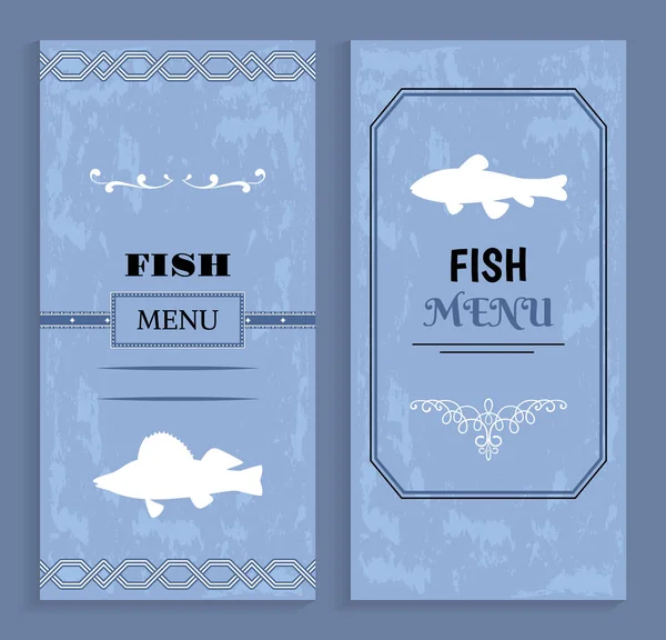 Elegante Vintage Vector Mariscos o pescado Menú Idea — Vector de stock