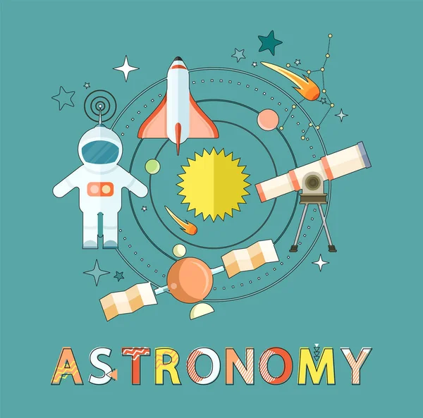 Emblem für Astronomie und Weltraumforschung — Stockvektor