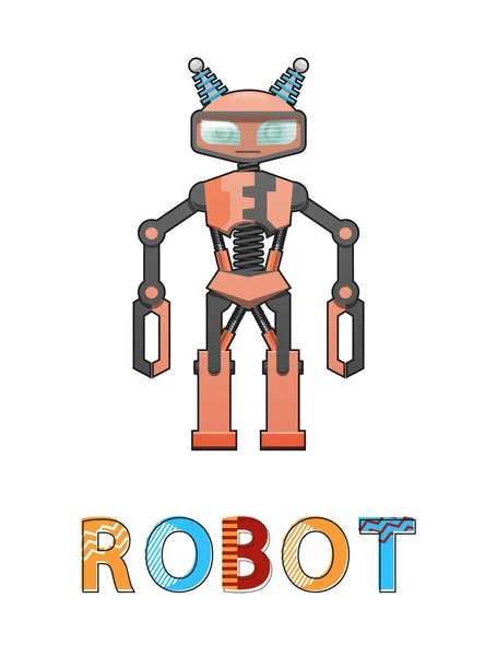 Robot Cyborg Cartel humanoide Vector Ilustración — Archivo Imágenes Vectoriales