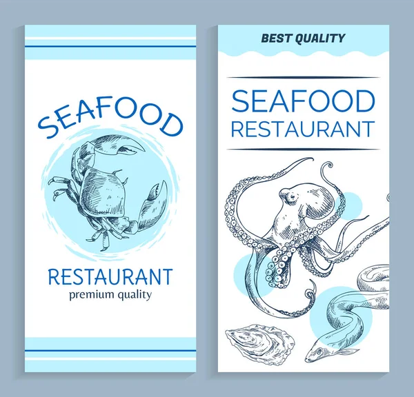 Vektor beste Qualität Meeresfrüchte Restaurant Banner-Set — Stockvektor