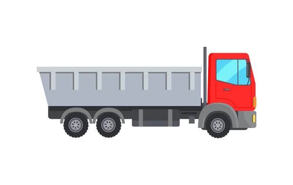 Garbage Collector Truck with Red Cabin Vector Icon — Stock Vector