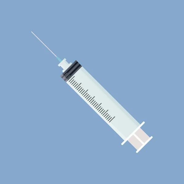 Ikona lékařskou stříkačkou izolován v modrém pozadí — Stockový vektor