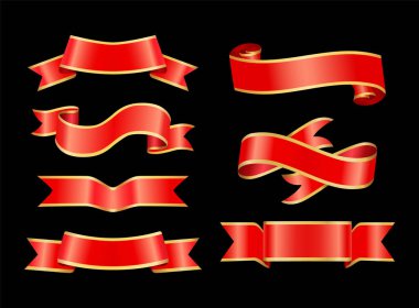 Şeritler afiş Set vektör çizim kavisli