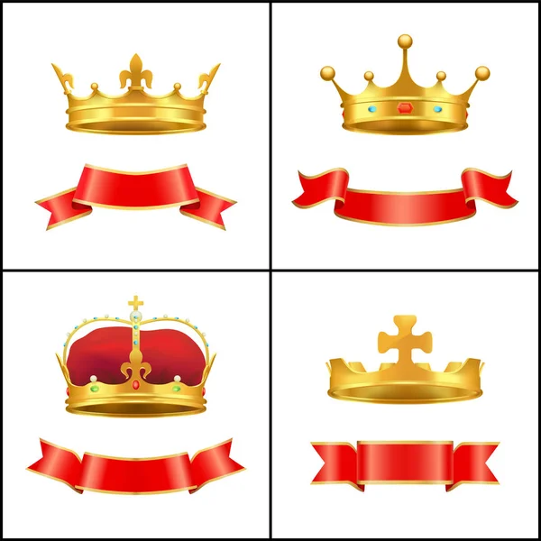 Illustrazione vettoriale del potere regale della corona e del banner — Vettoriale Stock