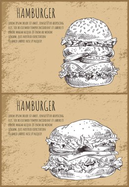 Grafik sanatı izole kahverengi zemin üzerinde Hambergers