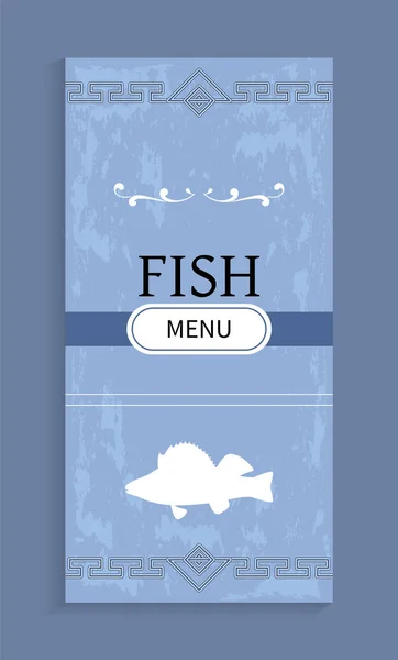 Seafood menu with shadow silhouette of fish vector — Stock Vector