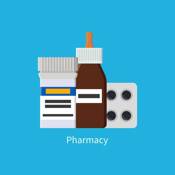 Φαρμακείο αφίσα φάρμακα διανυσματικά εικονογράφηση — Διανυσματικό Αρχείο