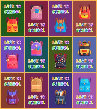 Back to School Bags of Pupils Vector Illustration clipart