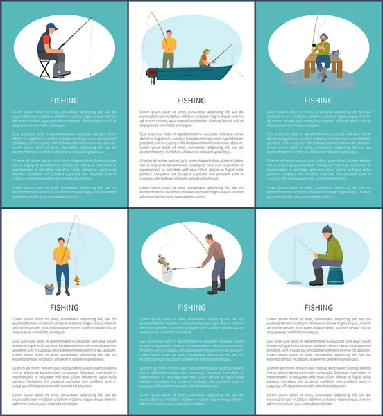 Venkovní aktivity plakát s rybáři rybolovu — Stockový vektor
