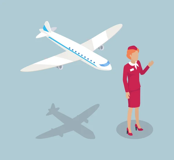 Fly Attendant Stewardess Set Vector Illustration — Stock Vector
