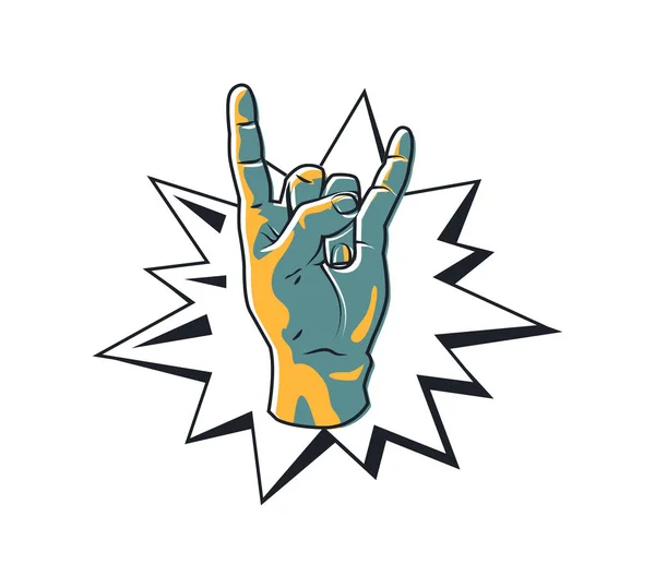 Rock Gesture Horned Fingers Vector Illustration — Stock Vector