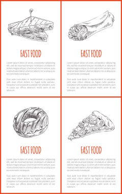 Vektör çizim Fast Food Donut sandviç ayarla