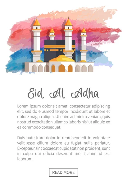 Eid Al Adha Promoção de férias com Mesquita Negra — Vetor de Stock