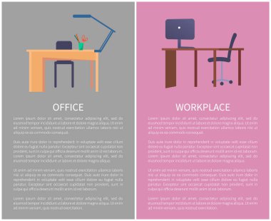 Office çalışma alanı Web afiş kümesi boş tablolar ile