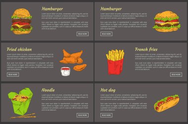 Hamburger ve kızarmış tavuk vektör çizim