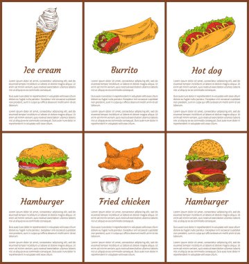 Dondurma ve börek vektör çizim ayarla