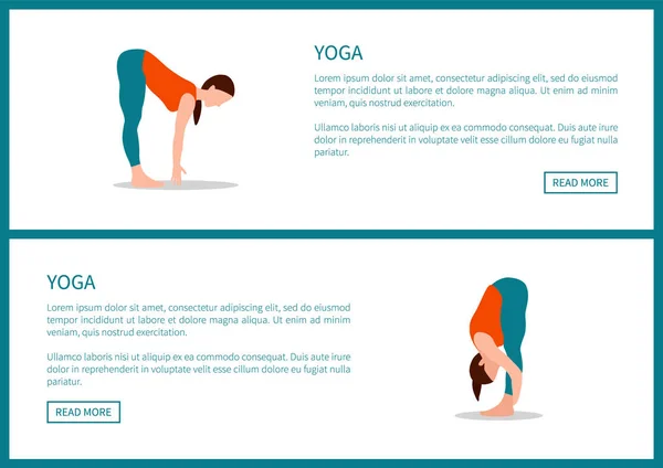 Yoga treinamento físico saudável, Cartaz de vetor — Vetor de Stock