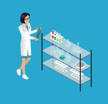 Laboratuvar vektör çizim tıbbi çalışan doktor